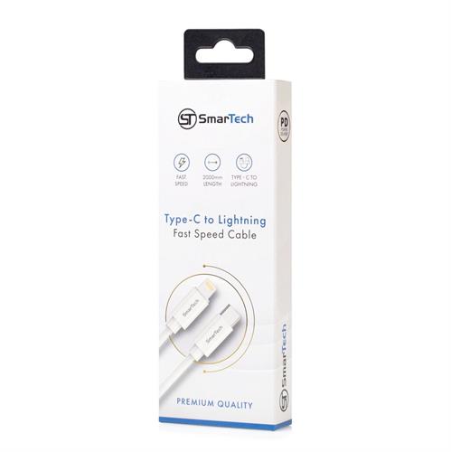 כבל PD טייפ-סי ל-Lightning באורך 2 מטר - דגם ST501 מבית SmarTech - מהירות, אמינות ועמידות במוצר אחד