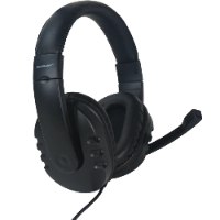 אוזניות למחשב Silver Line HS-009 with USB and Mic – מערכת שמע שחורה עם מיקרופון גמיש מוצגת בזווית על רקע לבן