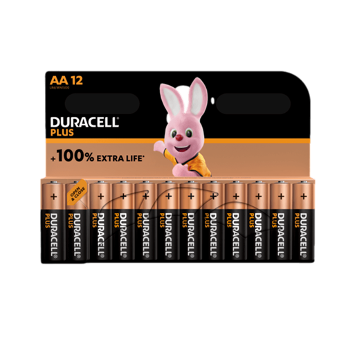 סט 12 סוללות Duracell PLUS 100% AA
