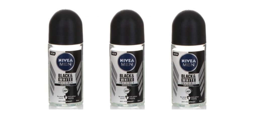 3 יחידות דאודורנט רול און שקוף ניבאה NIVEA לגבר