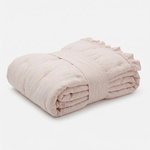 שמיכת קיץ מפנקת בשילוב מלמלה ורקמה צבע ורוד - Laura Ashley