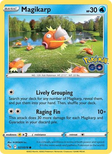 קלף בודד single פוקימון - magikarp - Pokemon Go - 021/078