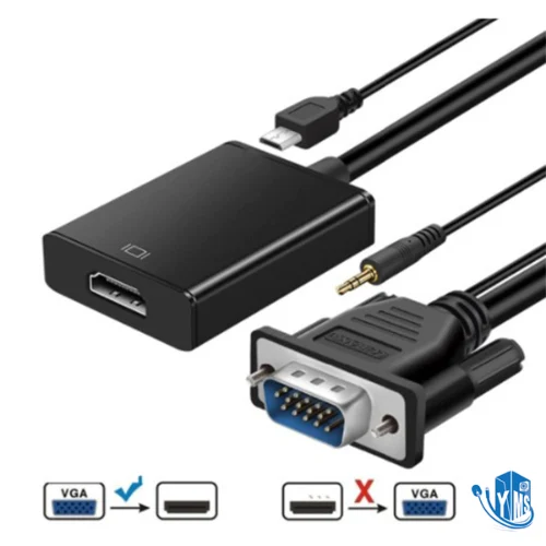 מתאם VGA זכר ל- HDMI נקבה למחשב נייד למחשב ל- HDTV