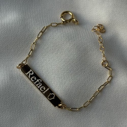 צמיד חריטה| פלטה מלבנית | צמיד חריטה לילדים