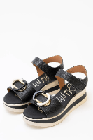 סנדל  מעור סוליית פלטפורמה Oh My Sandles בשחור ובז
