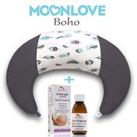 Boho MoonLove כרית הריון והנקה + שמן שקדים ללידה MommyCare