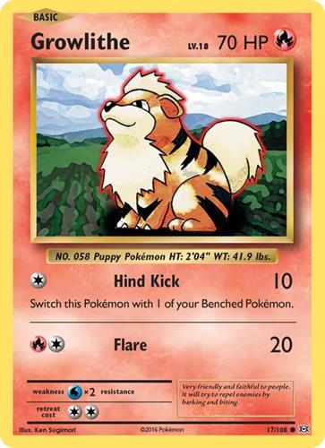 קלף בודד single פוקימון - growlithe - Evolutions - 17/108