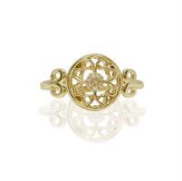 טבעת זהב בסגנון הארט-נובו עם יהלומים