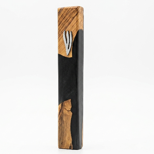 Mezouzah "Statement" 20cm : Olivier et Époxy Noir