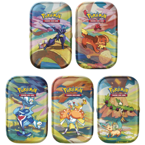 (Pokemon TCG: Vibrant Paldea Mini Tin (Leafeon & Arboliva קלפי פוקימון TCG מקוריים מארז פח קטן פלאדה