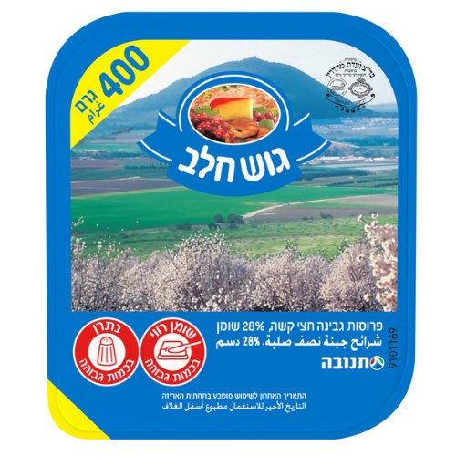 גוש חלב פרוסות גבינה חצי קשה 28%