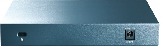מתג שולחני TP-Link 8 Port 10/100/1000Mbps LS108G – פאנל אחורי עם כניסת מתח וחריץ נעילה