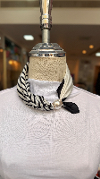 צעיף שרשרת פנינה פסים שחור לבן