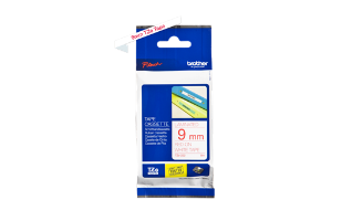 סרט סימון אדום על רקע לבן Brother TZe222 Labelling Tape Cassette 9mmx8m