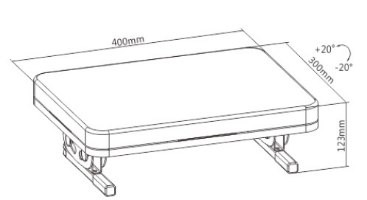 הדום רגליים ארגונומי מתכוונן Lumi FR11 – תרשים המציג את מידות המוצר אורך 400 מ מ רוחב 300 מ מ