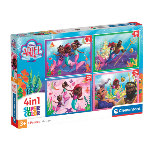 קלמנטוני -  פאזל 4 ב-1 הדיסני אריאל- Clementoni Disney Ariel 4‑in‑1 Puzzle
