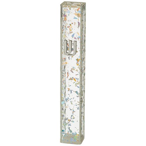 Perspex Mezuzah 15 cm - Glitter White