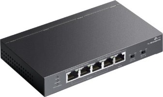 מתג שולחני TP-Link 5-Port Gigabit with 4-Port PoE+ TL-SG1005P-PD – מבט מזווית עליונה על המתג עם