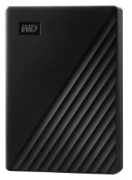 כונן קשיח חיצוני צבע שחור Western Digital My Passport 5TB – פריט בודד בצבע שחור עם לוגו WD ופסים אלכסוניים בחזיתו