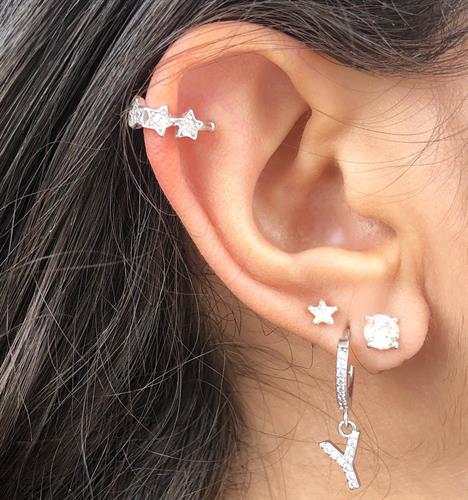 עגיל כוכבים הליקס כסף 925- ללא צורך בחור