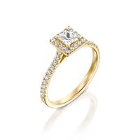 טבעת אירוסין זהב צהוב 14 קראט משובצת יהלומים PRINCES HALOW