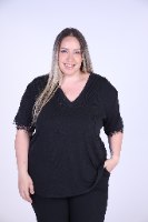 חולצת שימי פס תחרה שחורה