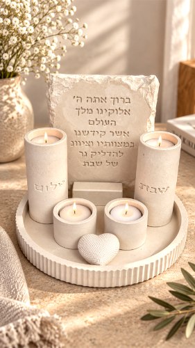 סט שבת מיני - דגם סהרה מגש עגול