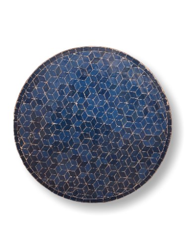 שולחן מוזאיקה כחול רויאל מעוינים- קוטר 80
