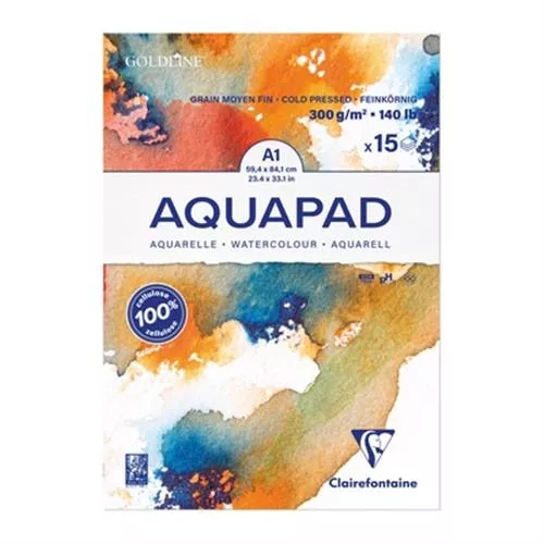 בלוק ציור גולדליין לצבע מים AQUAPAD אקווה פד 15 דף 300ג' A1