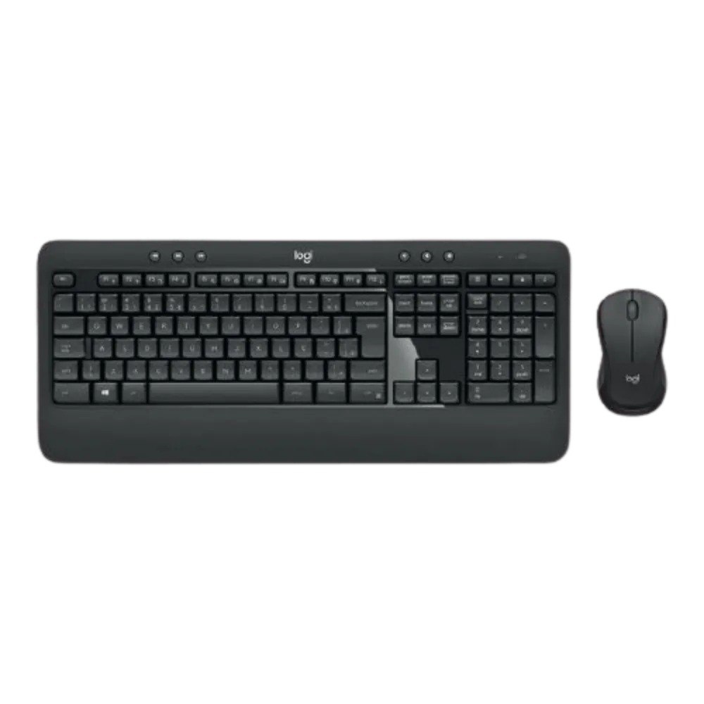 סט מקלדת ועכבר אלחוטיים צבע שחור Logitech MK540 – USB מקלדת ועכבר שחורים מונחים זה לצד זה על רקע לבן