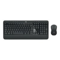 סט מקלדת ועכבר אלחוטיים צבע שחור Logitech MK540 – USB מקלדת ועכבר שחורים מונחים זה לצד זה על רקע לבן
