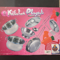 סט כלי מטבח נירוסטה + פירות סקוטש  10 חלקים  - 2020-3 KITCHEN PLAYSET