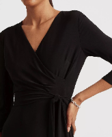 LAUREN RALPH LAUREN Women's Dress Sz 10 Surplice Jersey Dress Black