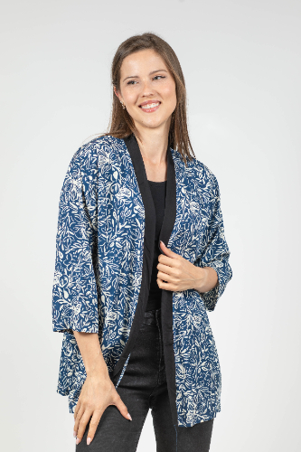 עליונית כותנה כחול עלים