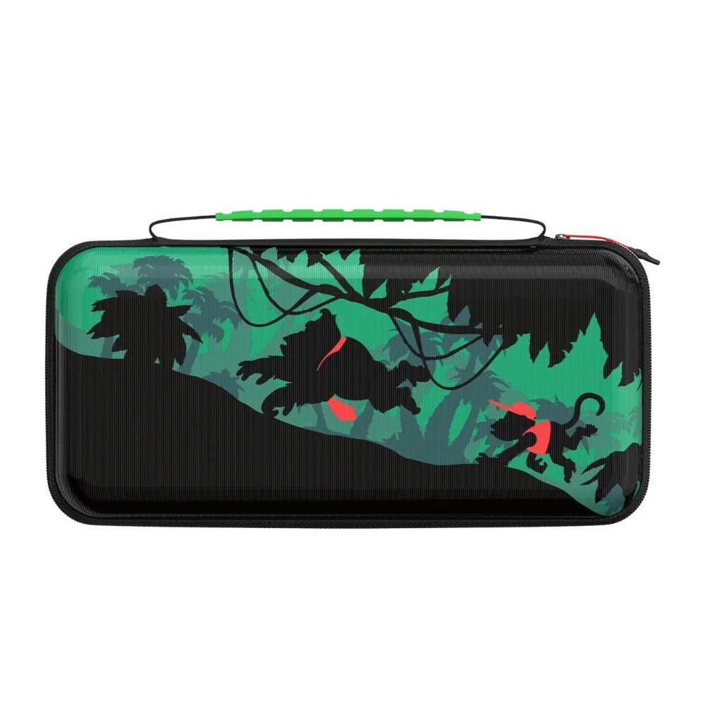 נרתיק נשיאה עבור Turtle Beach Playtrek Donkey Kong Switch 2 – פריט בודד נרתיק שחור עם ידית ירוקה ואיור ג ונגל דונקי קונג