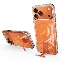 כיסוי איכותי מבית Grip Case ל-IPHONE 17 PRO  מסדרת  MATRIX שקוף כתום תומך MagSafe ומעמד צפייה מובנה