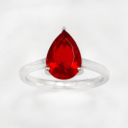טבעת מכסף משובצת אבן זרקון צבע אדום RG1853 | תכשיטי כסף 925 | טבעות כסף