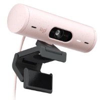 מצלמת רשת עם מיקרופון צבע ורוד Logitech Brio 500 Full HD 1080p – מצלמה ורודה עם מעמד קליפ, מבט