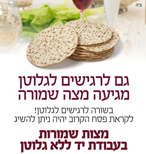 שלישיית מצות שיבולת שועל - ללא גלוטן בכשרות בד"ץ העדה החרדית