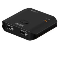 מתג HDMI 8K 2 ל-1 Aten VS5821 – USB-C המכשיר השחור עם שני חיבורי כניסה HDMI המסומנים 1 ו-2