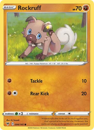 קלף בודד single פוקימון - rockruff - Vivid Voltage - 094/185