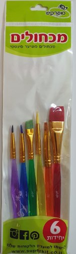 מארז שישייה מכחולים צבעוניים