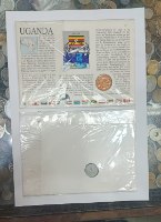 זוג מעטפות בולים ומטבעות מהעולם: אוגנדה, שנת 1990+ בליז, שנת 1980