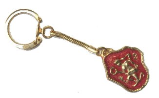 מחזיק מפתחות מסדרת גלגל המזלות מזל דלי מתכת צבע אדום ישראל שנות ה- 60, אריזה מקורית בצלאל וינטאג'