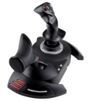 בקר טיסה עם מצערת Thrustmaster T.Flight Hotas X PS3/PC – בקר טיסה שחור הכולל ג ויסטיק ומצערת המחוברים לבסיס