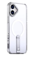 כיסוי אפור עבור Miracase Mirastand iPhone 16 – כיסוי שקוף לאייפון עם רגלית מתכתית וטבעת מגנטית לבנה מובנית טעינה מהירה