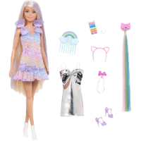 ברבי - בובת ברבי עם תוספות שיער צבעוניות -  BARBIE JCT7295644