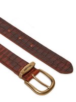 חגורת עור קרוקודיל WRANGLER EASY BELT חום אבזם זהב