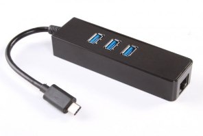 מפצל בעל 3 חיבורי USB 3.0 מחיבור USB 3.0 Type-C לחיבור רשת Gold Touch RJ45