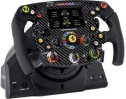תוסף להגה Thrustmaster SF1000 Ferrari Xbox/PC/PS – הגה משחק שחור בודד עם לוח קדמי בדוגמת קרבון מסך תצוגה וכפתורים צבעוניים